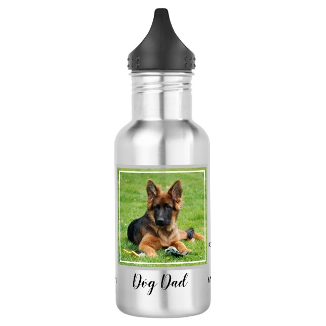 Bester Hund Vater je Foto Personalisierter Niedlic Edelstahlflasche (Links)