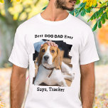 Bester Hund-Vater je Personalisiertes Foto T-Shirt<br><div class="desc">Der beste Hund-Vater je... Überraschen Sie Ihren Lieblings-Hund Vater diesen Vatertag mit diesem super niedlichen Haustier Foto-Shirt. Passen Sie das Shirt mit dem Lieblings-Foto Ihres Hundes an, und nennen Sie es. Bester Hund Vater je ... Says , Der Name Ihres Hundes Dieser Hund Papa T - Shirt ist ein Muss...</div>
