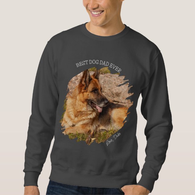 Bester Hund-Vater je Spaß Custom Pet Foto Sweatshirt (Vorderseite)