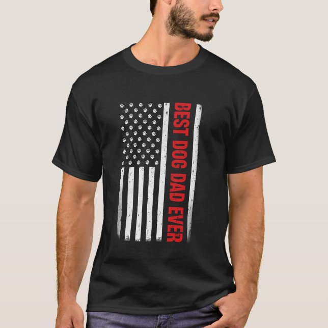 Bester Hund-Vater je USA Flag Geschenke für den Va T-Shirt (Vorderseite)