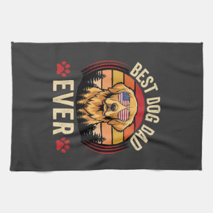 Bester Hunde-Vater Aller Zeiten Retro Golden Retri Geschirrtuch