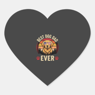 Bester Hunde-Vater Aller Zeiten Retro Golden Retri Herz-Aufkleber