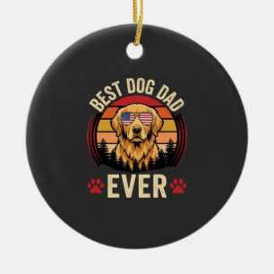 Bester Hunde-Vater Aller Zeiten Retro Golden Retri Keramik Ornament