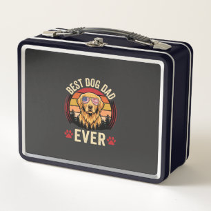 Bester Hunde-Vater Aller Zeiten Retro Golden Retri Metall Brotdose