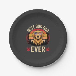 Bester Hunde-Vater Aller Zeiten Retro Golden Retri Pappteller