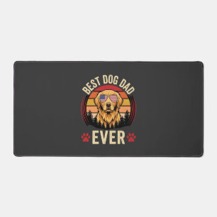 Bester Hunde-Vater Aller Zeiten Retro Golden Retri Schreibtischunterlage