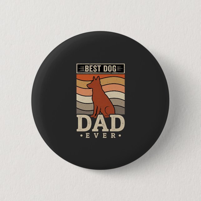 Bester Hunde-Vater Aller Zeiten Retro-Silhouette Button (Vorderseite)