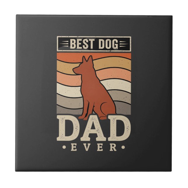 Bester Hunde-Vater Aller Zeiten Retro-Silhouette Fliese (Vorderseite)