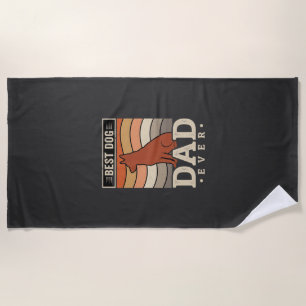 Bester Hunde-Vater Aller Zeiten Retro-Silhouette Strandtuch