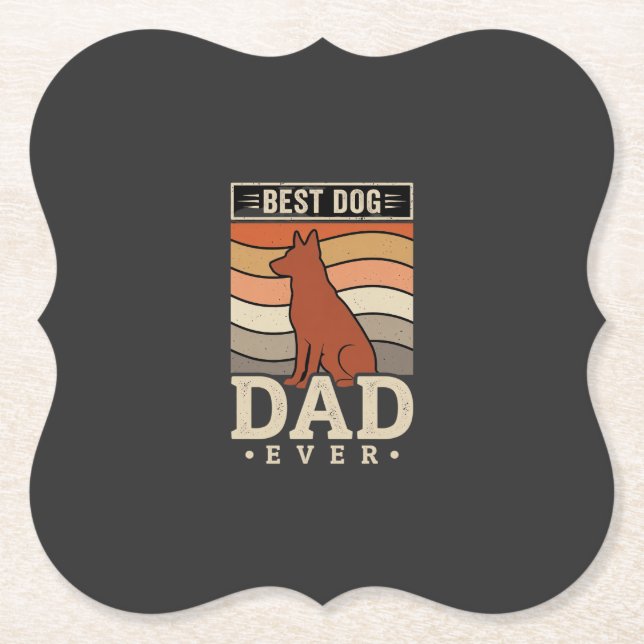 Bester Hunde-Vater Aller Zeiten Retro-Silhouette Untersetzer (Vorderseite)