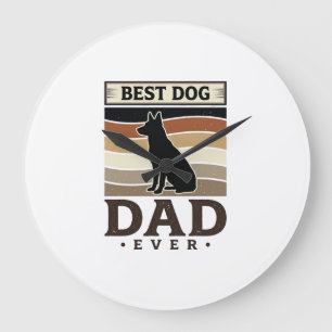 Bester Hunde-Vater Aller Zeiten Vintage Hunde Lieb Große Wanduhr