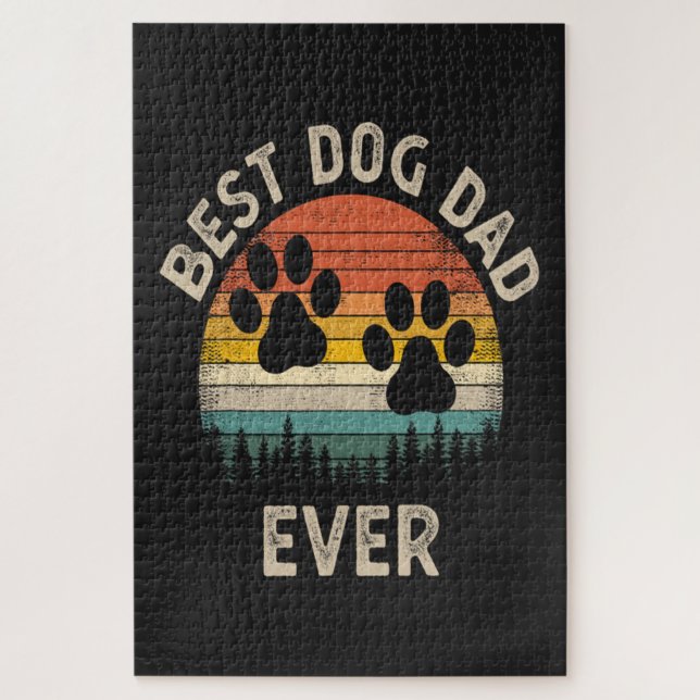 Bester Hunde-Vater Aller Zeiten Vintage Puzzle (Vertikal)