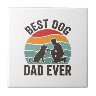 Bester Hunde-Vater Aller Zeiten Vintage-Sonnenunte Fliese
