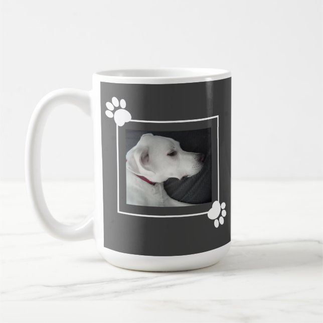 Bester Hunde-Vater Niedlicher Foto-Rahmen mit Paws Kaffeetasse (Links)