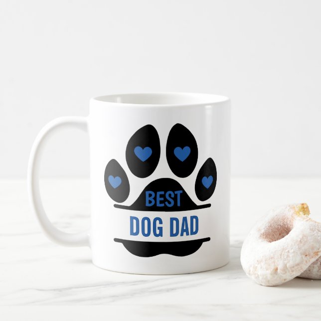 Bester Hunde-Vater Pfotenabdruck Kaffeetasse (Mit Donut)
