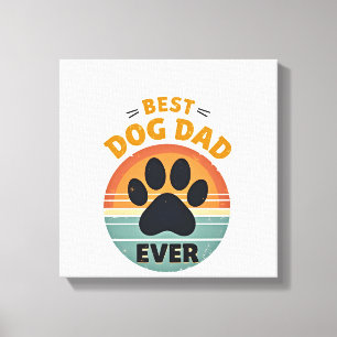 Bester Hunde-Vater überhaupt Vintage Retro Pfote S Leinwanddruck