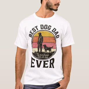 Bester Hunde-Vater Vintage-Sonnenuntergang-Vektord T-Shirt