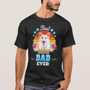 Bester Hundepapa Aller Corgi Floral Retro Vatertag T-Shirt