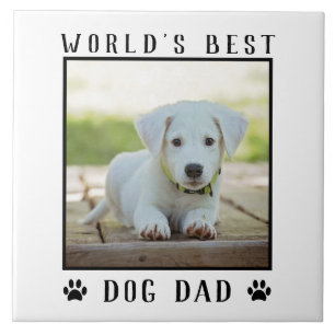 Bester Hundepapa der Welt Pfotenabdrücke Haustier- Fliese