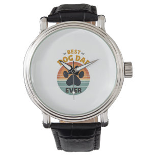 Bester Hundepapa überhaupt Vintage Retro Pfote Son Armbanduhr
