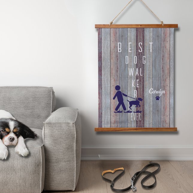 Bester Hundeschwalker je mit Holz überzogene Wandt Wandteppich Mit Holzrahmen (This Best Dog Walker Ever tapestry can be personalized! It's the perfect gift for your fave Walker!)