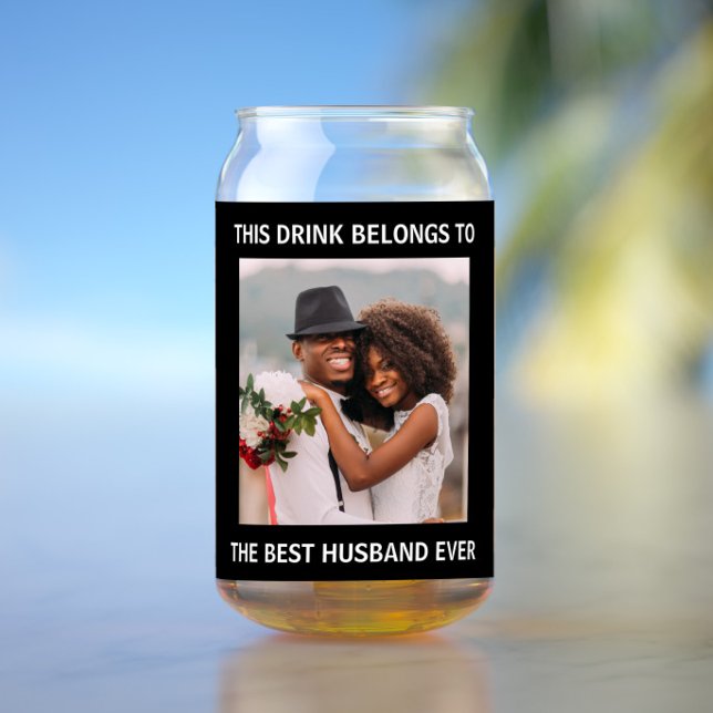 Bester Husband je Personalisiertes Foto Schwarz Dosenglas (Von Creator hochgeladen)