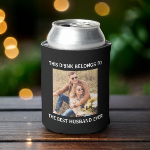 Bester Husband je Personalisiertes Foto Schwarz Dosenkühler