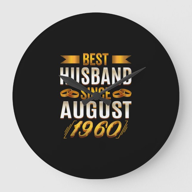 Bester Husband seit August 1960 - Funny 60. Große Wanduhr (Vorderseite)