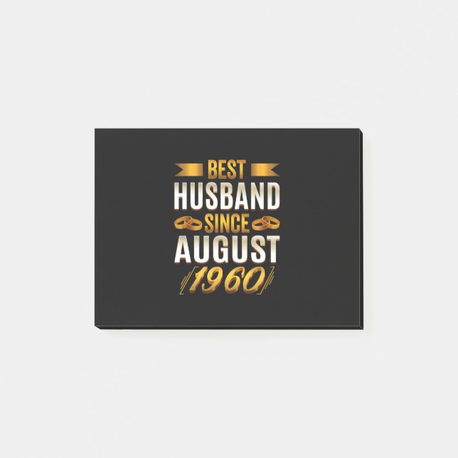 Bester Husband seit August 1960 - Funny 60. Post-it Klebezettel (Vorderseite)