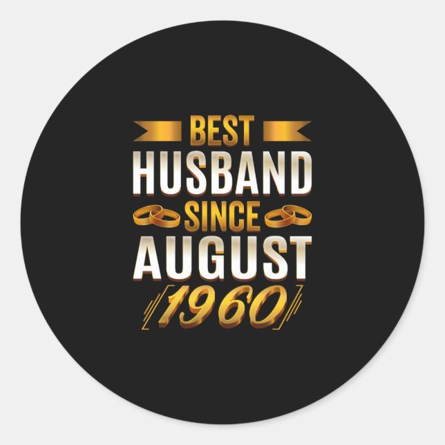 Bester Husband seit August 1960 - Funny 60. Runder Aufkleber (Vorderseite)
