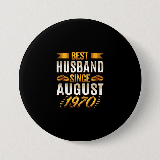 Bester Husband seit August 1970 - Funny 50. Button (Vorderseite)