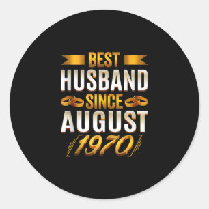 Bester Husband seit August 1970 - Funny 50. Runder Aufkleber