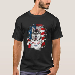 Bester Husky-Vater Aller Zeiten Amerikanische Flag T-Shirt