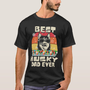 Bester Husky-Vater je Retro-Weihnachten T-Shirt