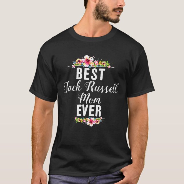 Bester Jack Russell Mama je Blumendesign T-Shirt (Vorderseite)