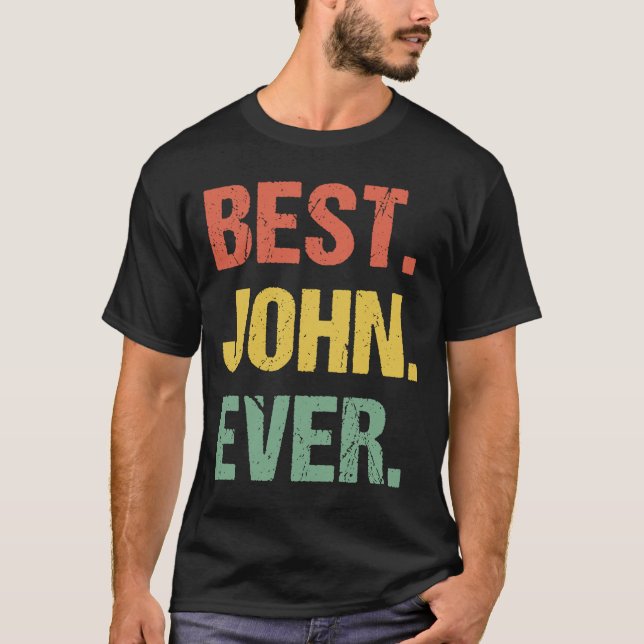 Bester John je Retro Name Spaß Nickname T-Shirt (Vorderseite)