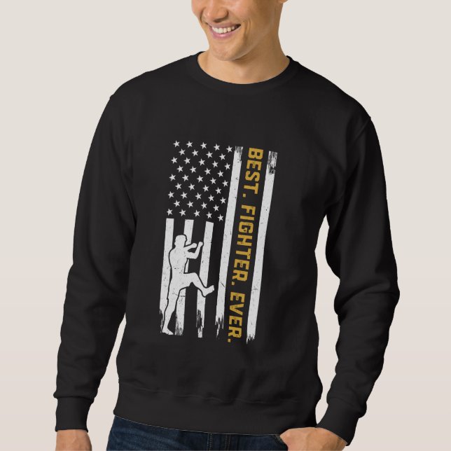 Bester Kampf je - Muay Thai US Flag Thai Boxing Sweatshirt (Vorderseite)