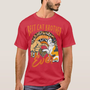 Bester Katzen Bruder je Funny Cat Leopard Regenbog T-Shirt