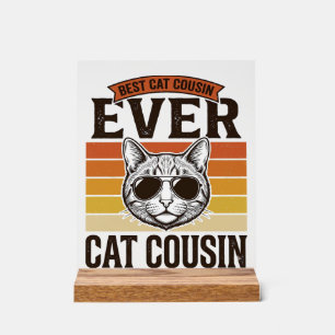 Bester Katzen-Cousin überhaupt Vintage-Katzen-Shir Acrylschild
