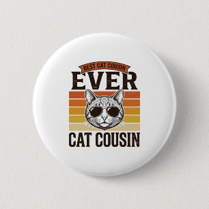 Bester Katzen-Cousin überhaupt Vintage-Katzen-Shir Button