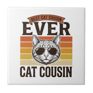 Bester Katzen-Cousin überhaupt Vintage-Katzen-Shir Fliese