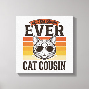 Bester Katzen-Cousin überhaupt Vintage-Katzen-Shir Leinwanddruck