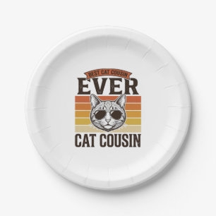 Bester Katzen-Cousin überhaupt Vintage-Katzen-Shir Pappteller