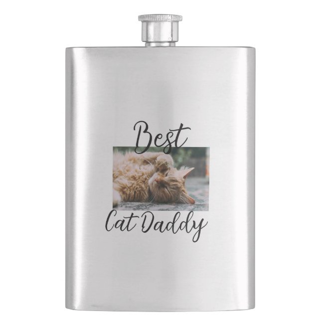 Bester Katzen-Daddy Elterntier-Foto Papa Mama einf Flachmann (Vorderseite)
