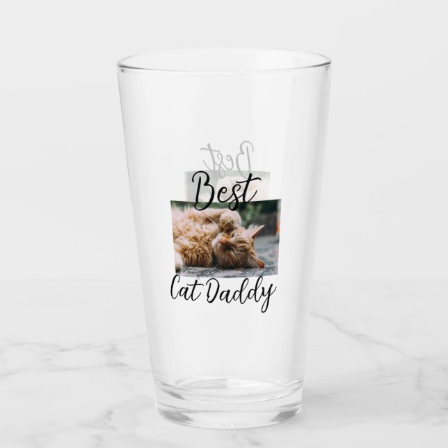 Bester Katzen-Daddy Elterntier-Foto Papa Mama einf Glas (Vorderseite)