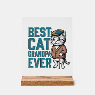 Bester Katzen-Opa Ever Vintage Katzen-Opa-Shirt De Acrylschild