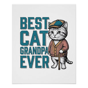 Bester Katzen-Opa Ever Vintage Katzen-Opa-Shirt De Poster