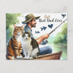 Bester Katzen-Vater-Angeln-Ferien-Postkarte Feiertagspostkarte