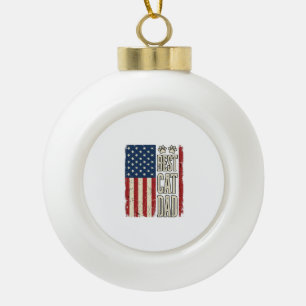 Bester Katzen-Vater Vintage-Flag-Shirt-Design_1 Keramik Kugel-Ornament