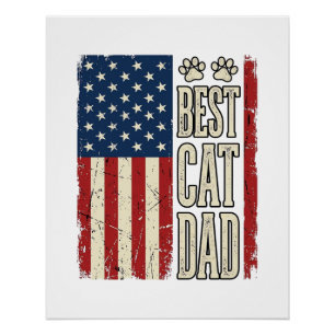 Bester Katzen-Vater Vintage-Flag-Shirt-Design_1 Poster